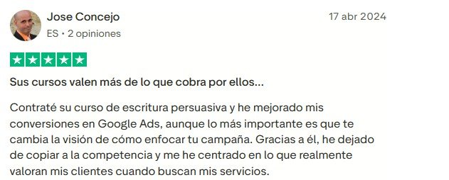 Reseña de cliente en Google