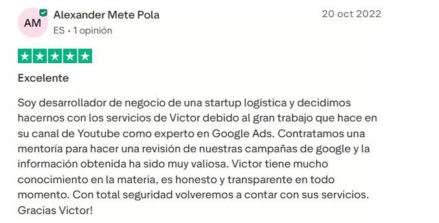 Reseña de cliente en Google