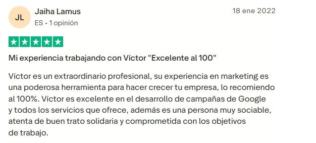 Reseña de cliente en Google